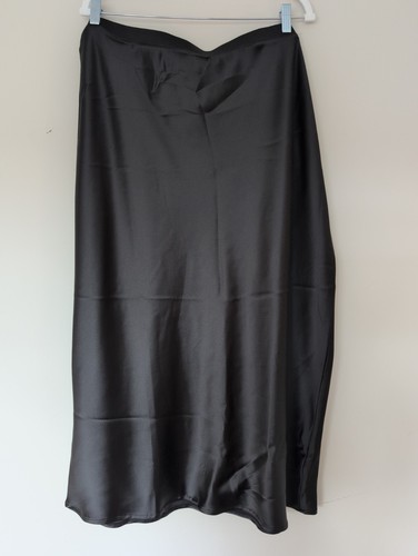 Black satin style long - satin, skirt