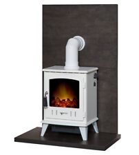 WHITE ELECTRIC STOVE LOG FIRE