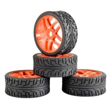 4Pcs 1/8 RC On Road Rubber Tires w/ Foam & 17mm 6 Spoke Wheels Rims