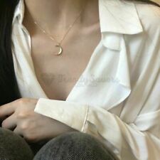 Women Moon Sterling Silver Temperament Crescent Clavicle Chain Pendant Necklaces