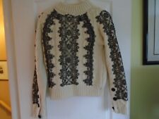 ZARA KNITTED JUMPER.WHITE /BLACK EMBROIDERY.MEDIUM.