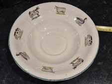 Vintage Farm Animal Farmyard Large Rimmed Soup Bowl Serving