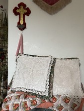 Pair Of Vintage Crochet Cottagecore Cushion Covers