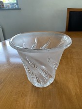 Large Lalique Vase Lobelia Design Frosted Glass Signed Excellent Condition