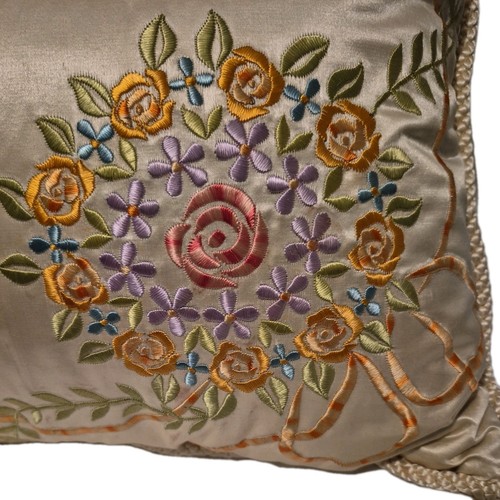 Antique ivory embroidered silk - embroidered,