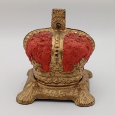 Queen Elizabeth Coronation Cast Metal Crown Money Box 1953