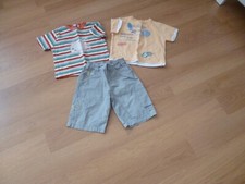 Boys – 2 T Shirts by Babble Boom and 1 pair shorts by Little Rocha age 12-18 mon