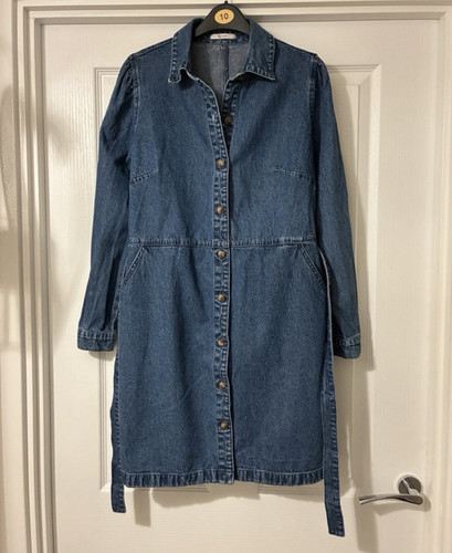 Blue denim shirt dress long - blue,