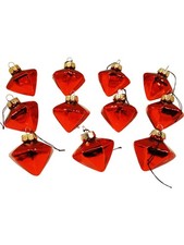 Vintage Glass Baubles Red Christmas Ornaments set of 11 (002)