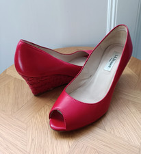 LK Bennett red peeptoe raffia