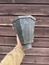 Vintage Cast Iron Rain Hopper - Green Paint - Industrial Garden Planter 23x20cm