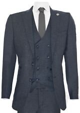 Mens Blue Wool 3 Piece Suit