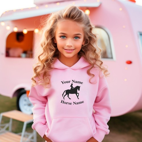 Custom pink horse rider hoodie - horse,
