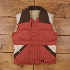 Vintage Stearns Puffer Gilet M 70s Hansa-Branta Down Vest Orange