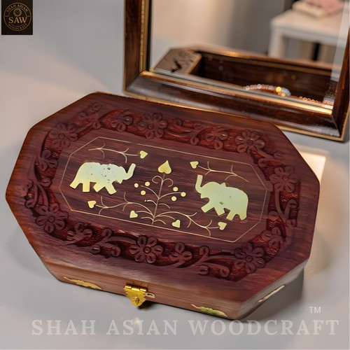 Antique wooden jewellery box - jewellery,