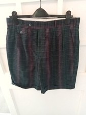 Vintage Pringle Nick Faldo - W34 - Men's Tartan Check Shorts Green Golf