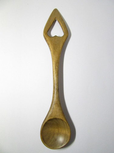 Wooden welsh love spoon hearts - spoon,