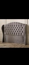 Headboard Full Length Grey Velvet