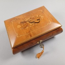 Quality Italian Music Jewellery Box With Wood Inlay Swiss Ruge Musical Movement