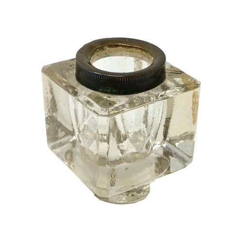 Vintage glass inkwell square - glass,