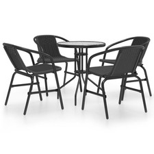 Garden Dining Set Black Steel