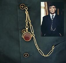 18k Gold Plated Trombone Pocket Watch Albert Chain - Peaky Blinders