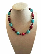 genuine lola rose/nikki & me turquoise and red  semi precious  necklace