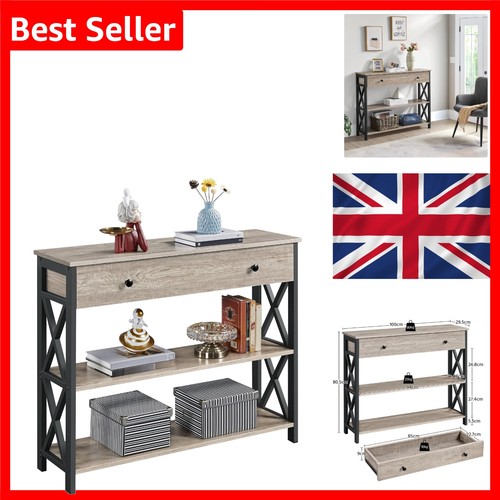 Grey console table with drawer - grey,