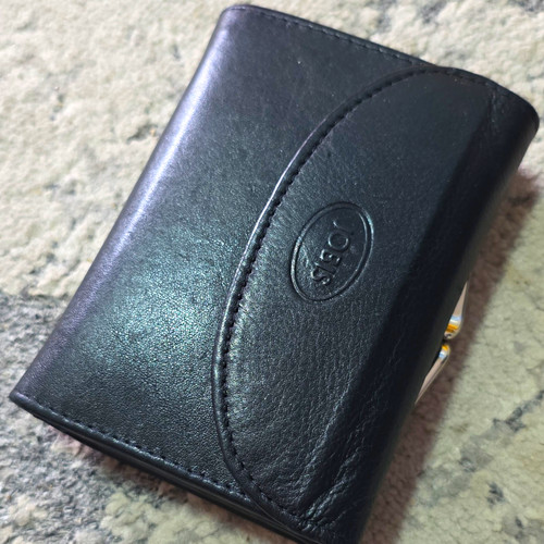 Black leather purse - black, wallet