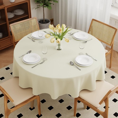 Cream round table cloth - cream,