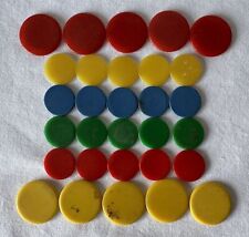 30 Vintage Variously Coloured Plastic Counters Approx 20mm & 15mm Sizes #579