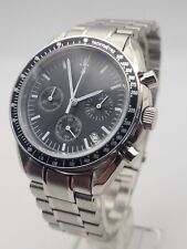 Mens Black Divers Chronograph Watch Seiko TMI VK63 Quartz Professional 100m WR 