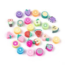 Polymer Clay FRUIT BEADS Mixed Novelty Food Cute Kitsch 50pcs 1mm Hole