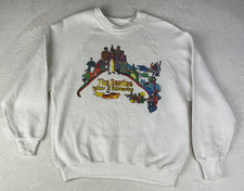 90's The Beatles Yellow Submarine Sweatshirt Jumper White. Made in USA. Medium