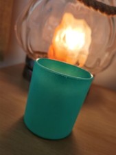Frosted Turquoise Glass Candle