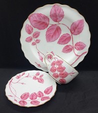 FINE QUALITY MINTON 'BLIND EARL' PORCELAIN TRIO C1860S WITH RAISED PINK ROSES.