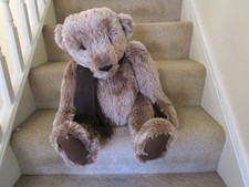 Large plush jointed Teddy Bear with growler - make unknown