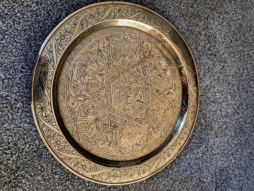Vintage egyptian brass round - vintage,