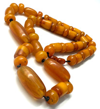 Antique Bakelite Amber Chunky Long Necklace Screw Clasp Circa 1900
