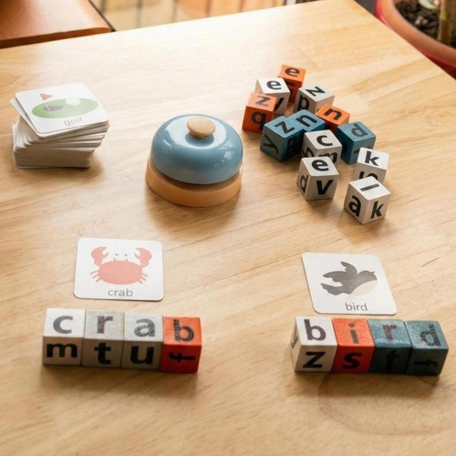 Wooden spelling game - wooden,