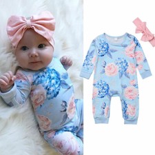 Newborn Baby Girl Floral Romper Bodysuit Jumpsuit Playsuit Outfit Clothes Set