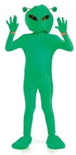 Kids Alien Costume S - XL Boys Girls Green Martian Fancy Dress Outer Space UFO