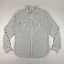 Rowan Shirt Mens Large Gray Long Sleeve Cotton Gauze Button Up