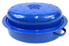 Roasting Pan, Metal, Lidded, Blue