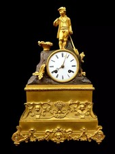 Antique Clock French Empire Ormolu Silk Suspension Early 19th Century Bronze