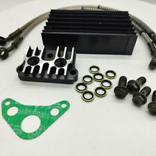 Black CNC Oil Cooler Kit & 425mm Braided Hoses For Pit Bike Engine (Long Hoses)