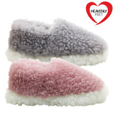 Heavenly Feet Ladies Grey Pink Super Soft Slippers Womens Warm Fluffy Softee