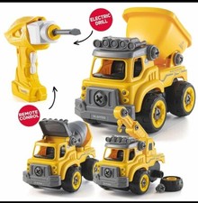 3 in1 Kids Take Apart RC Construction Vehicles & Trucks Toy Electric *BOX TATTY*