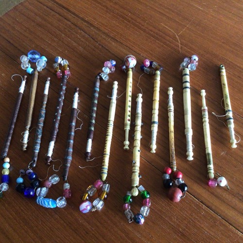 Antique bone lace bobbins with - antique,