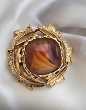 Vintage Banded Agate Brooch